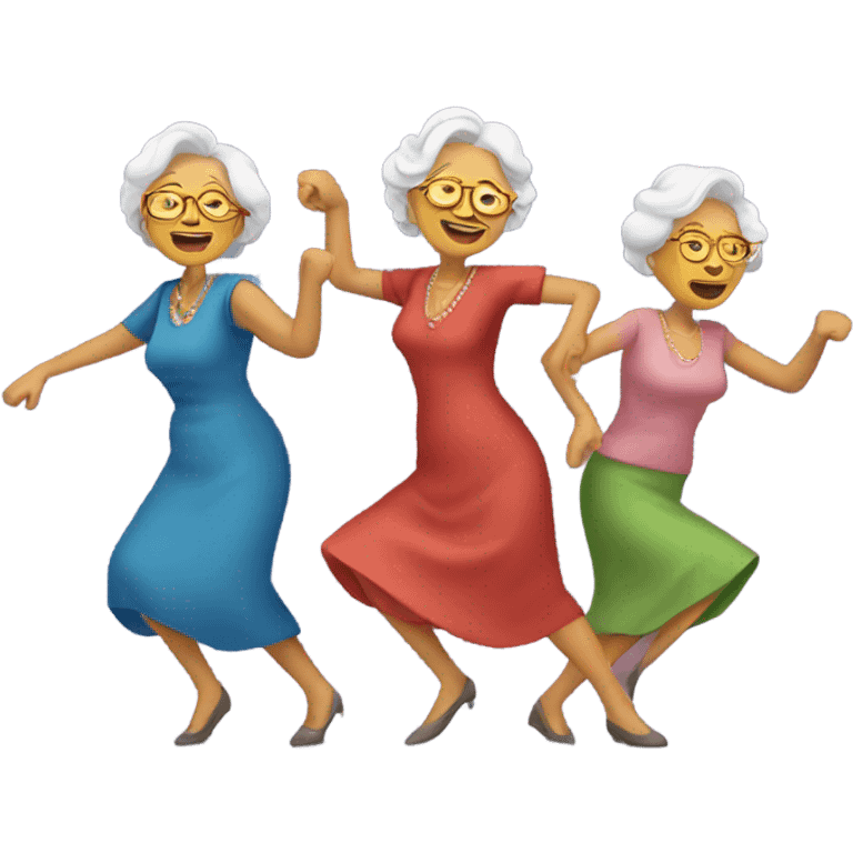 4 old ladies dancing in a club emoji