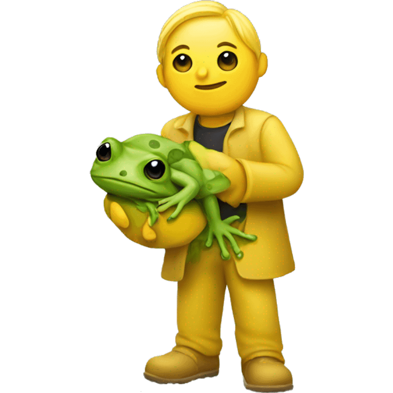 Yellow person holding a frog emoji