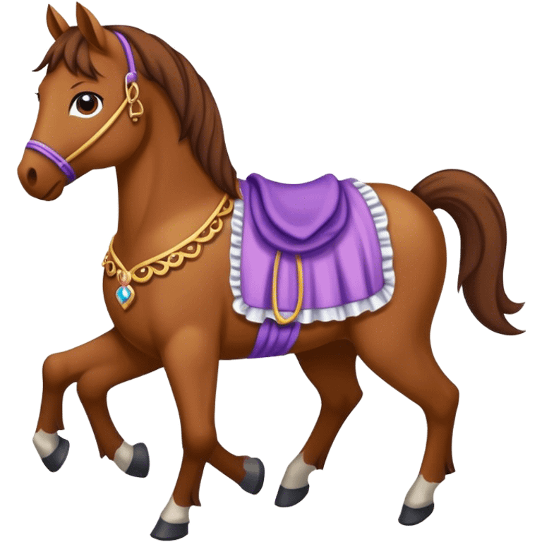 A horse with a dress emoji