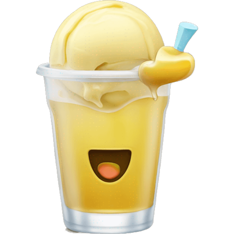 apple juice with one scope of yellow ice cream in it emoji