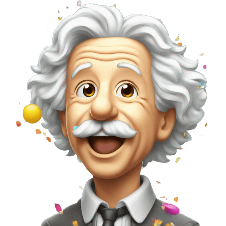 happy albert einstein shooting colorful confetti popper emoji