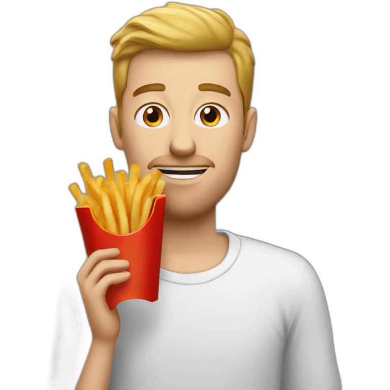 Belgian man eating fries emoji