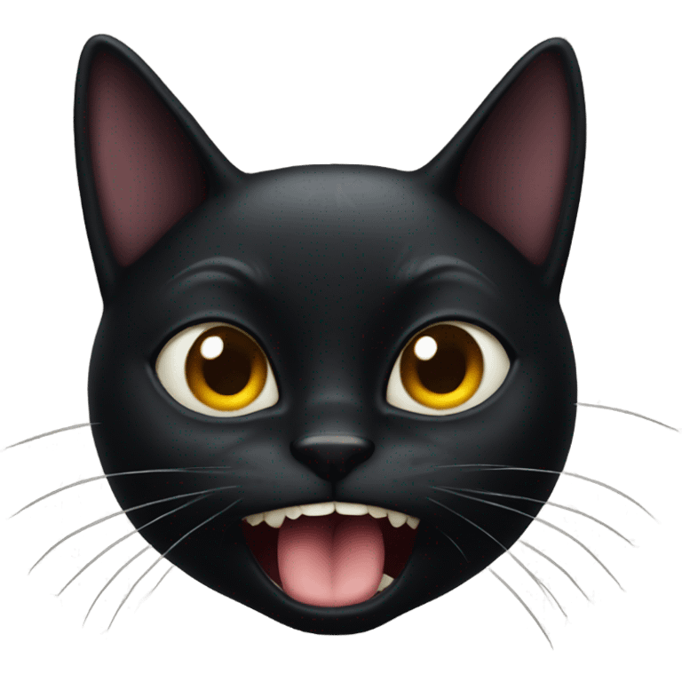 black cat doing weird face emoji