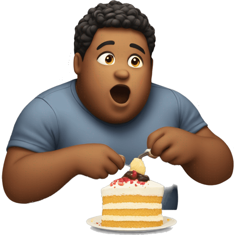 fat boy eating cake emoji