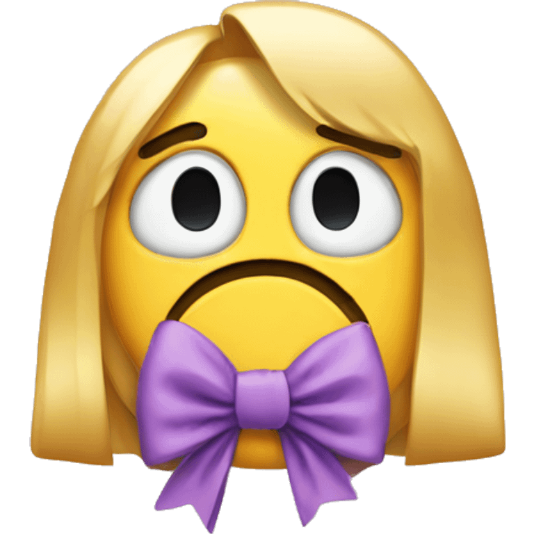 sad face with a bow emoji