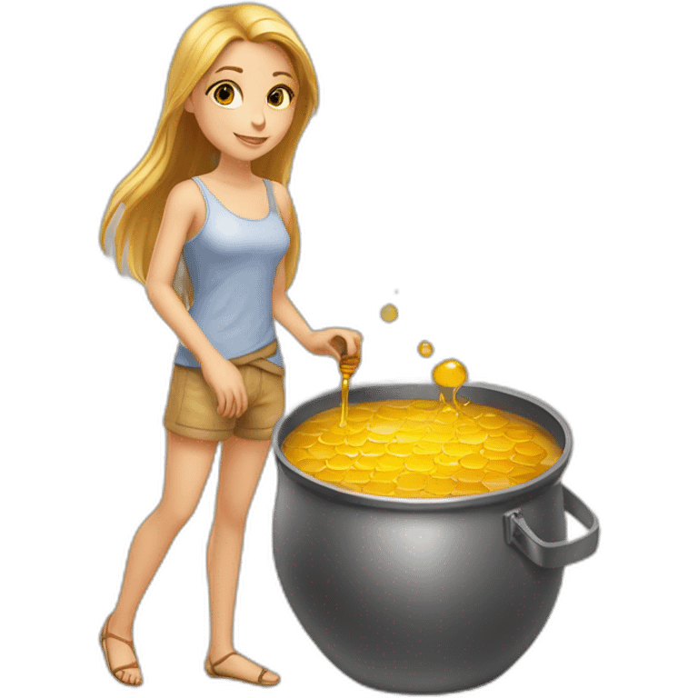 Beauty-caucasian-full-body-Girl and the pot of honey emoji