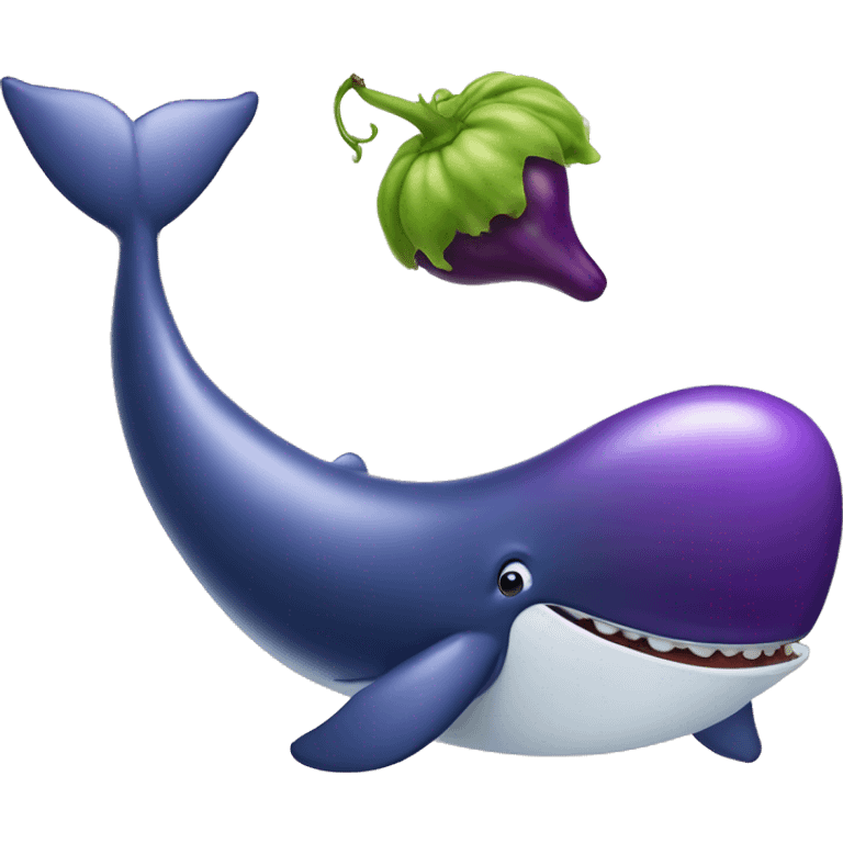 Whale eating an eggplant emoji