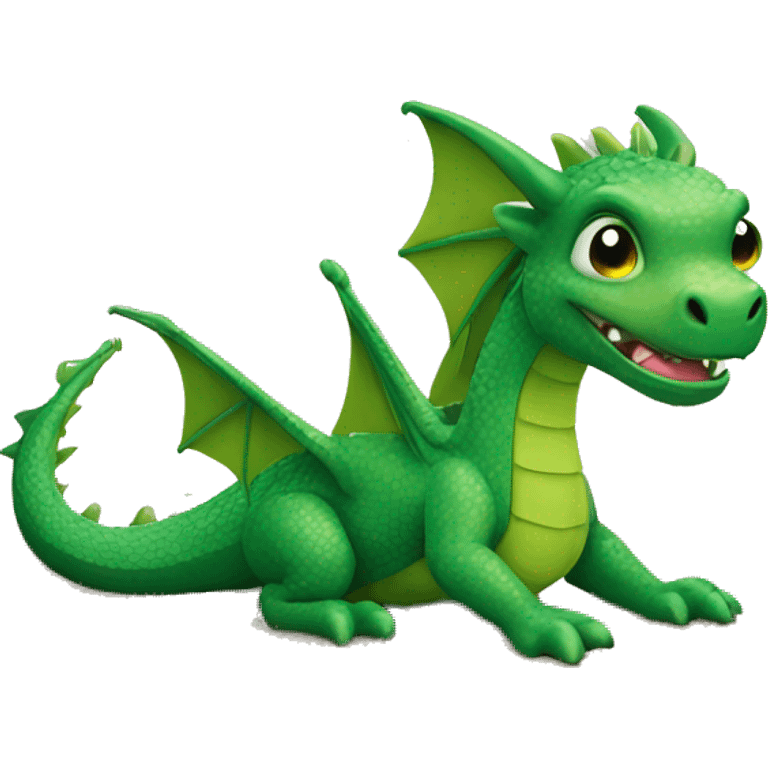 Green dragon at the beach  emoji