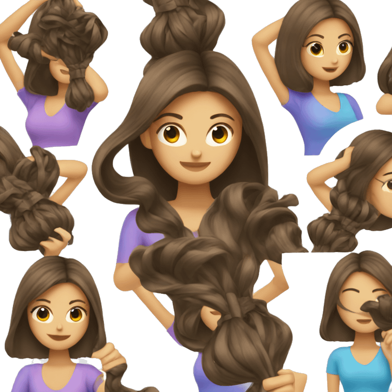 Brunette girl blow drying hair emoji