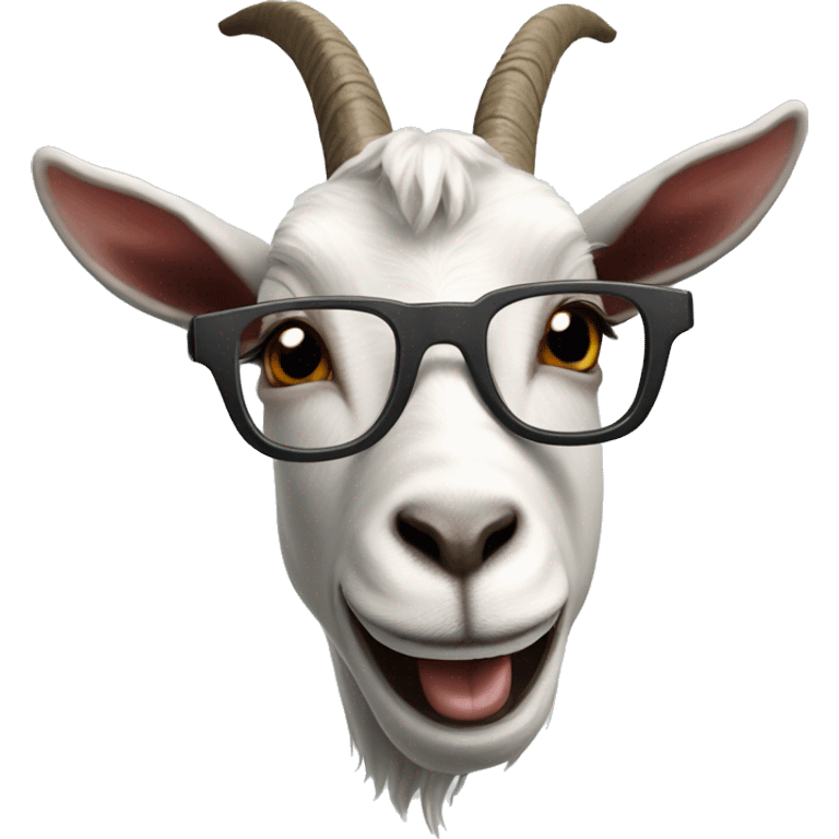 Goat with glasses and prominent upper buck teeth emoji