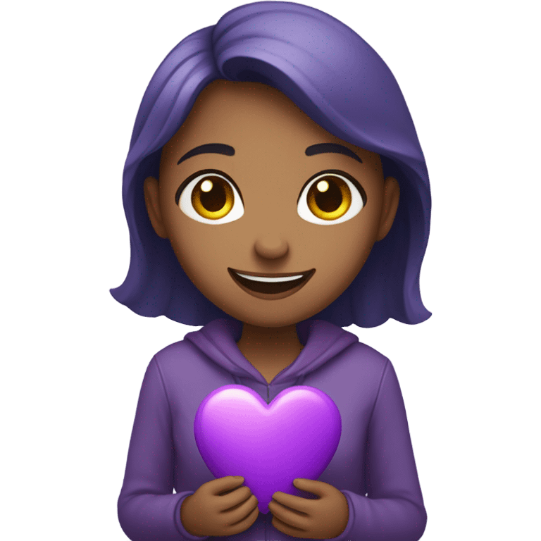 Girl with a purple heart emoji