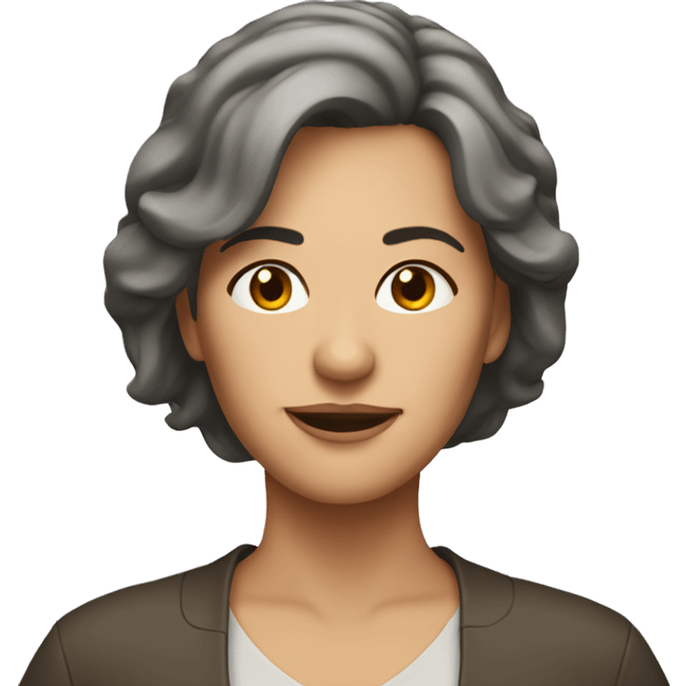 middle aged woman with dark brown mid length hair emoji