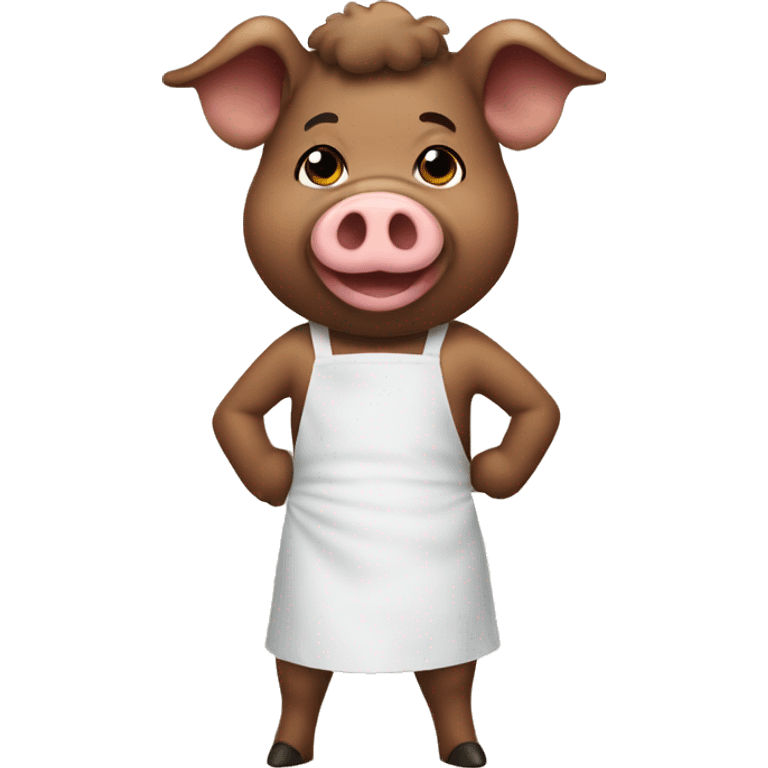 brown pig with afro and apron emoji