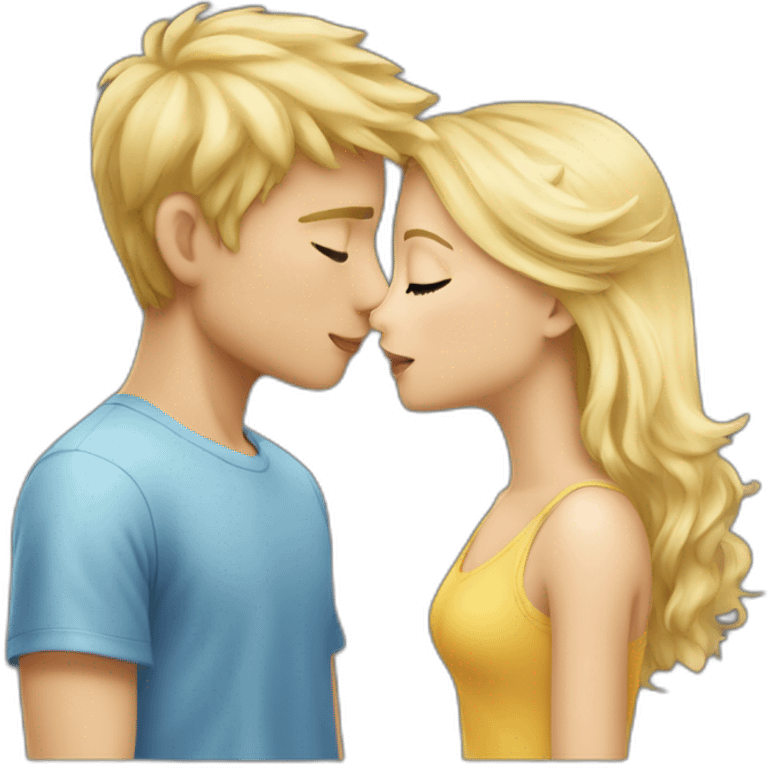 A blond boy who kisses a pretty blonde girl  emoji