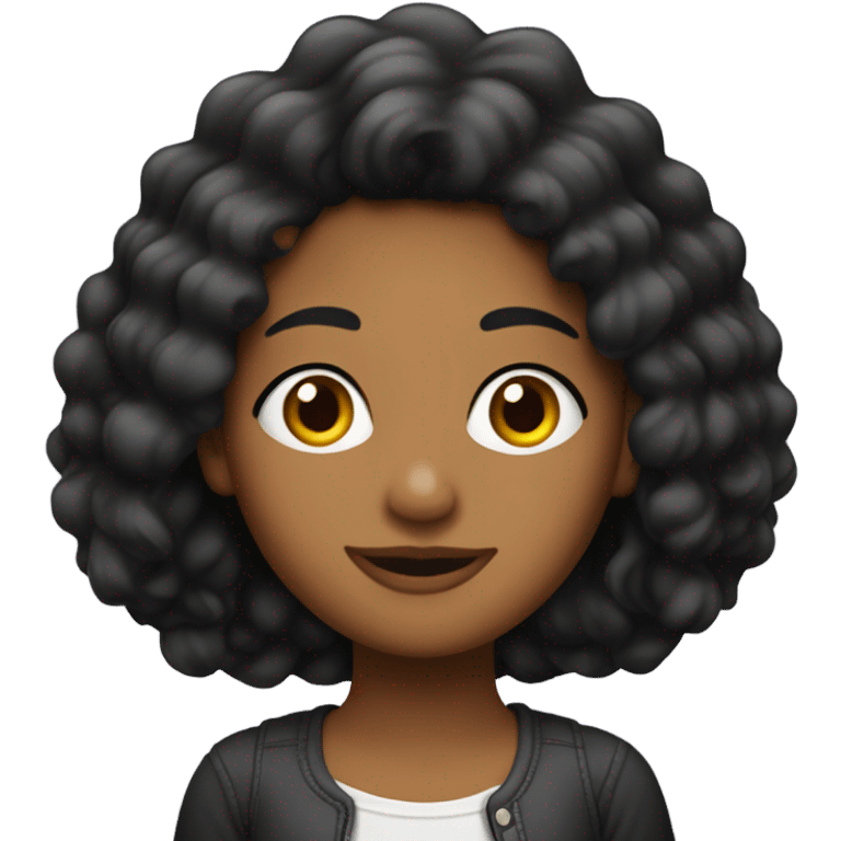 Chica peli negra con cabello ondulado  emoji