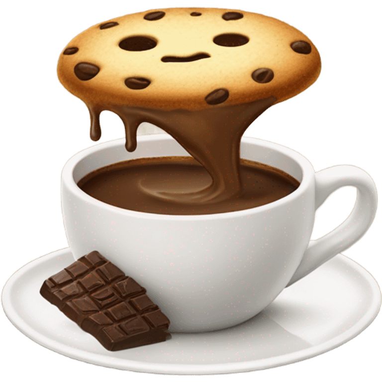 Cup of coffee in really love with a cookie chips emoji