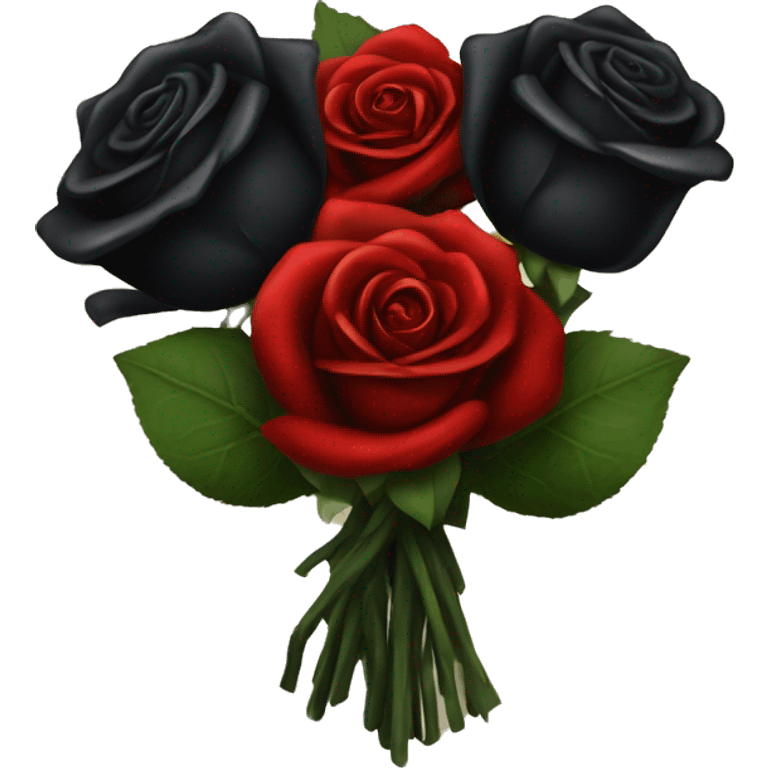 Gothic Black roses and red roses in a bouquet  emoji