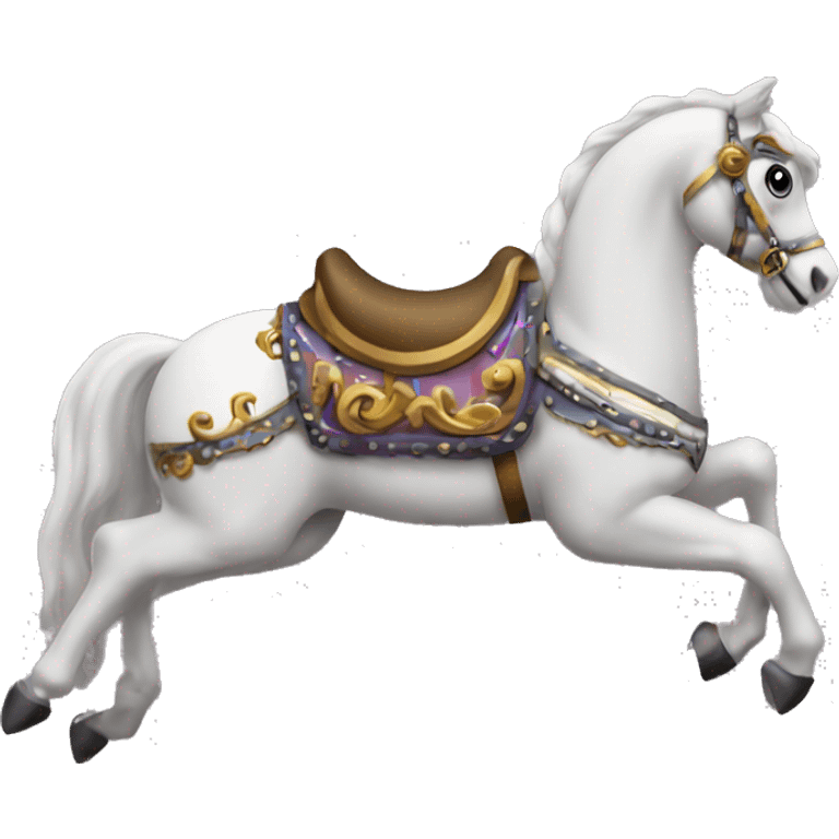 carousel horse with haunting eyes spinning emoji