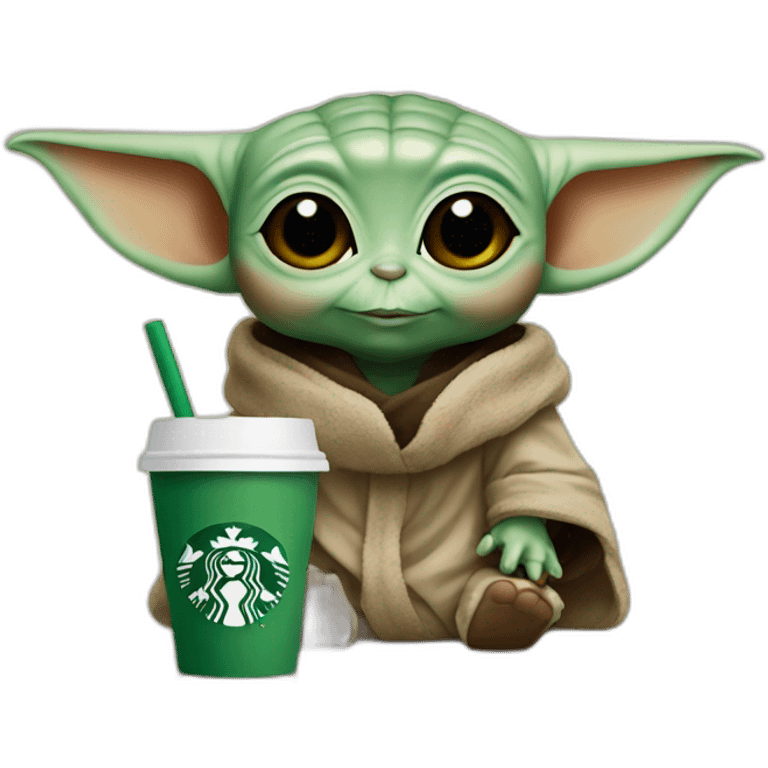 baby yoda with starbucks emoji