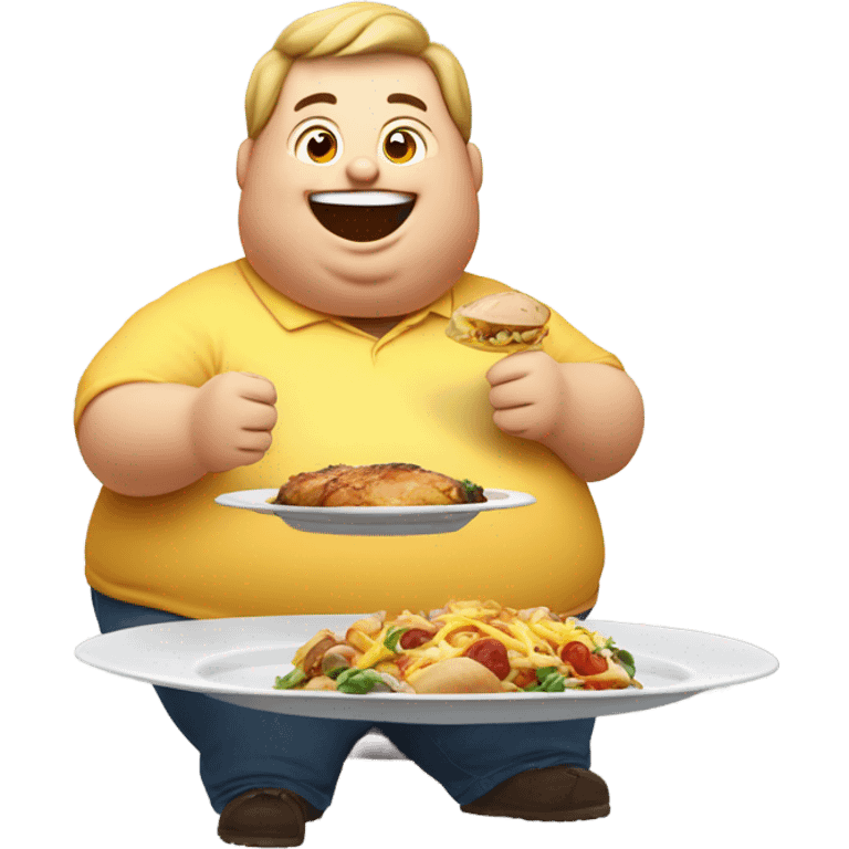 happy fat person eating emoji