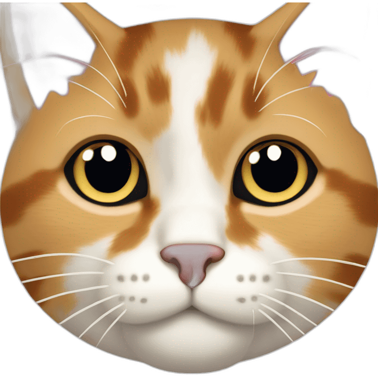 calico cat face with a pink nose and a white chin emoji