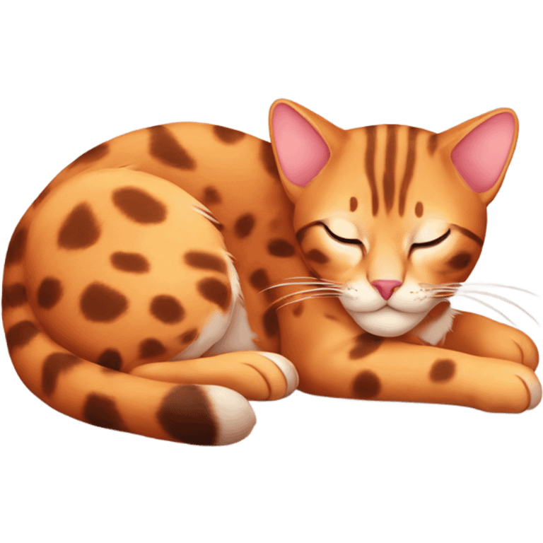 The red leopard cat is sleeping emoji