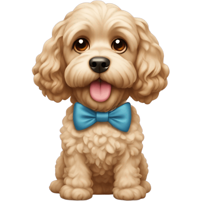 Cockapoo wearing a bow collar emoji