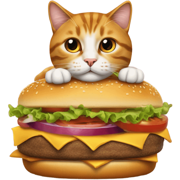 Cat with burger emoji