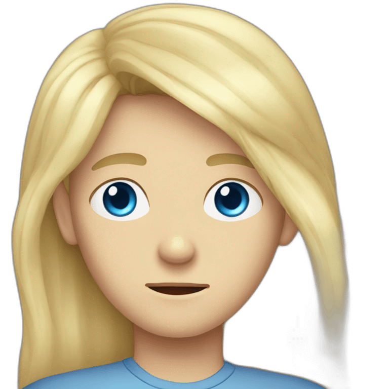 Frowning blue-eyed teen-ager boy with long blond hair emoji