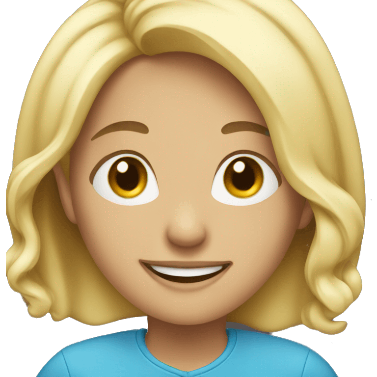 Smiling Women with blond hair and blue emoji