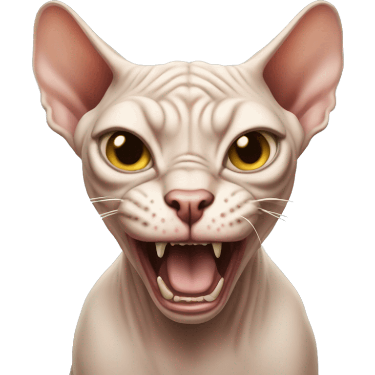 Mad angry sphynx cat roaring emoji