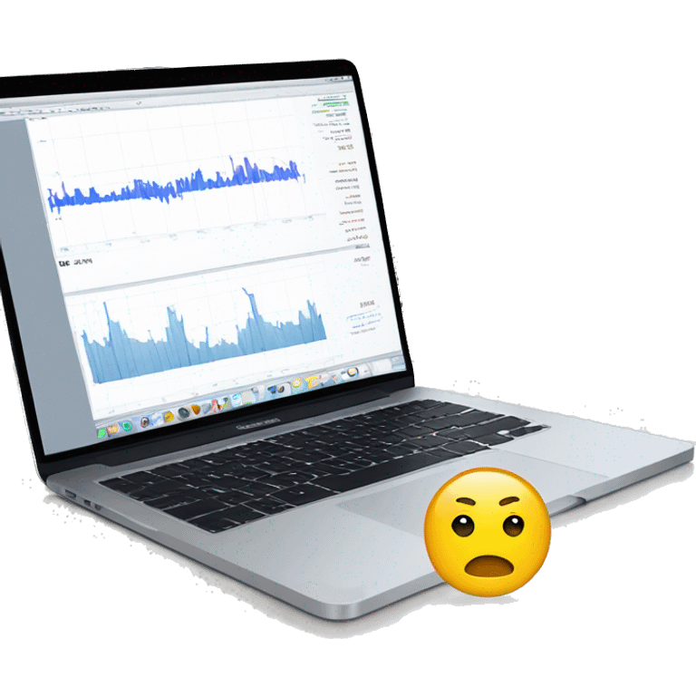 macbook with stock chart on market website emoji