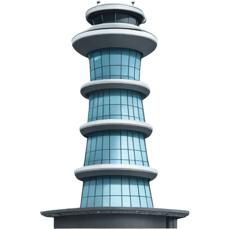 An air traffic control tower stands tall, its sleek, high-tech design featuring glass panels that reflect. common shape and design emoji