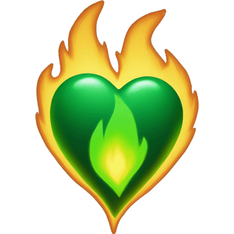 Green fire heart  emoji