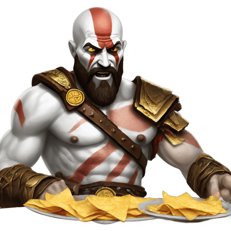 Kratos from god of war eating nachos emoji