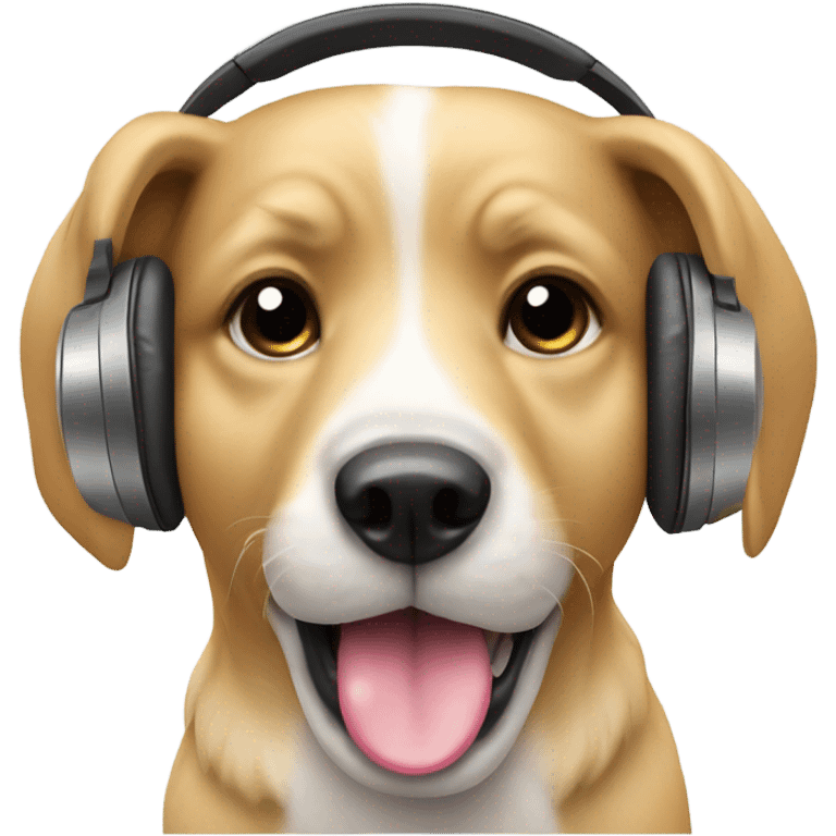 Dog eating ice cream with headphones listening to music emoji