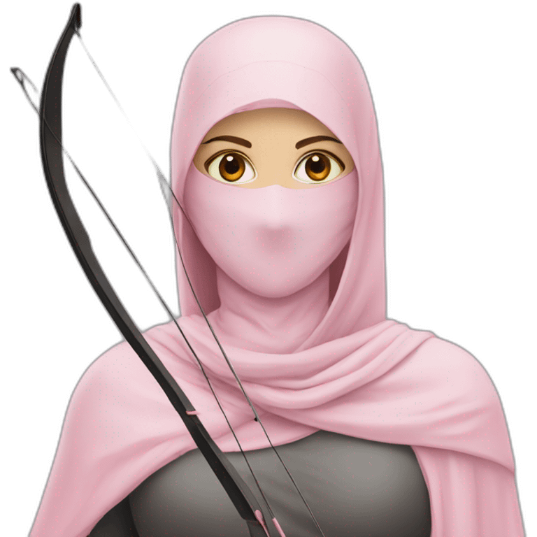 russian girl in pastel pink niqab archery emoji