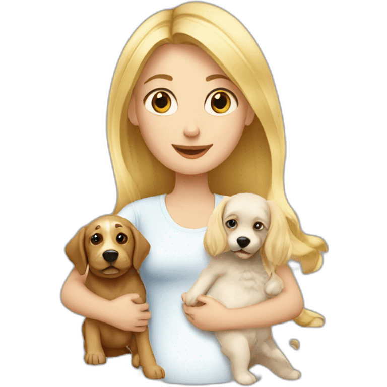 Blond-Girl-with-baby-and-dog emoji