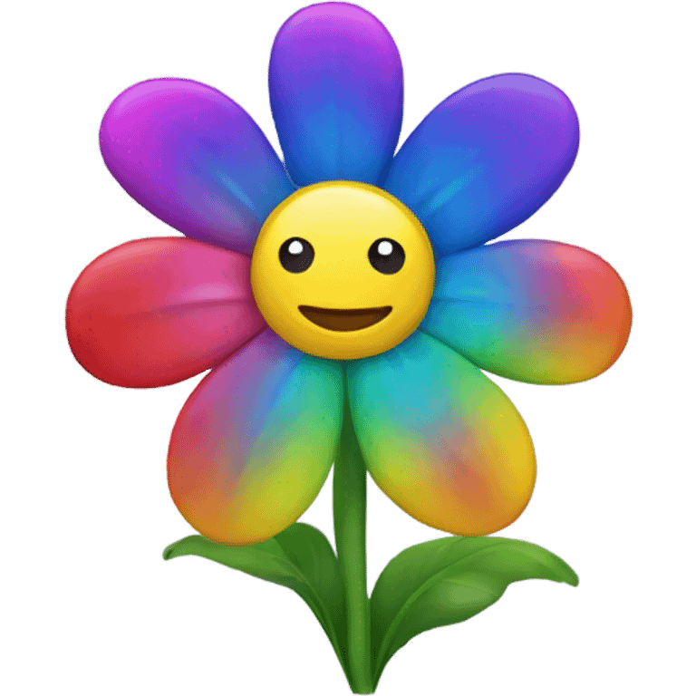 rainbow flower with a face emoji