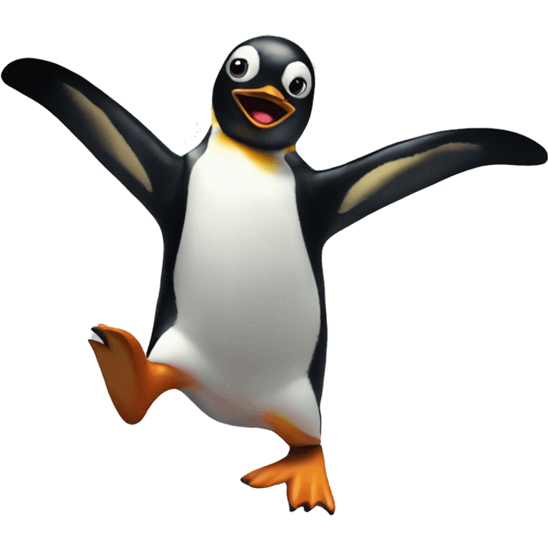 Penguin hopping in paint emoji