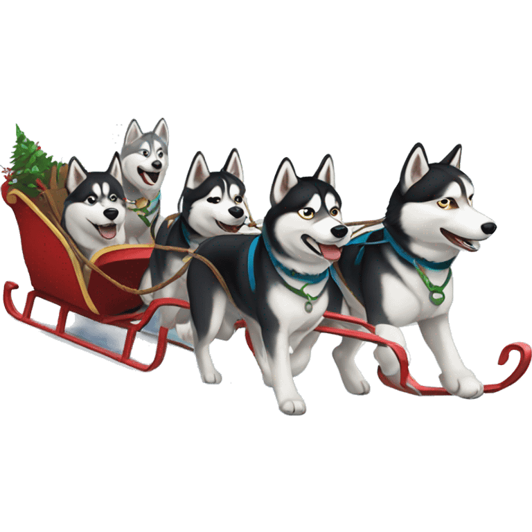 Huskies pulling a sleigh emoji