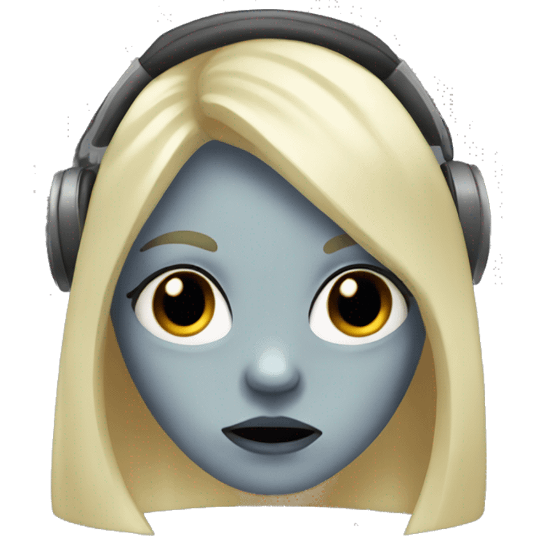 pale zombie girl with blonde hair and headpohones emoji