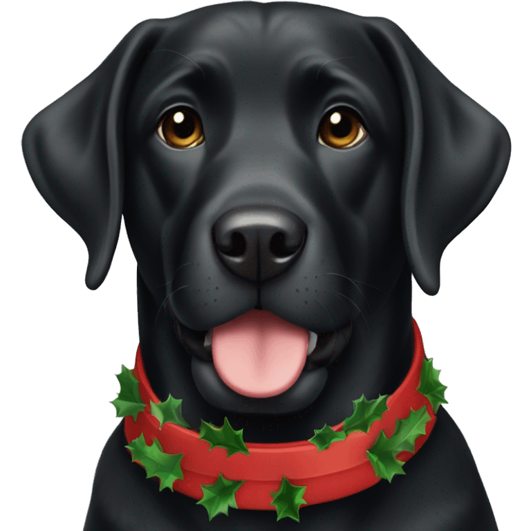 Black labrador with christmas collar  emoji