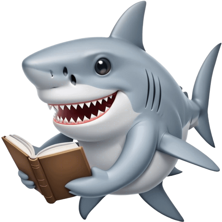 Shark holding a book emoji