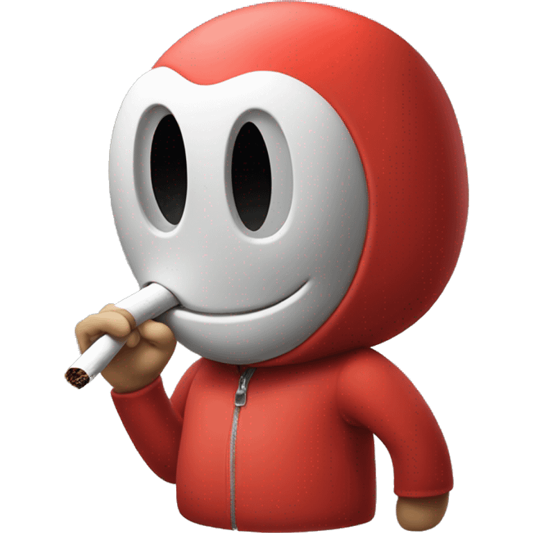 shy guy from mario with a rolled cigarette in his mouth emoji