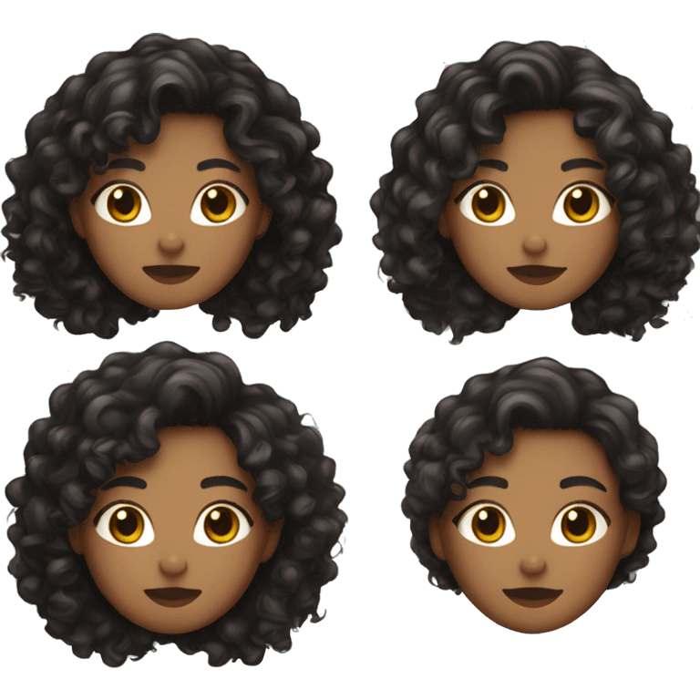 woman light brown skin long dark curly hair with black cat 4 variations emoji