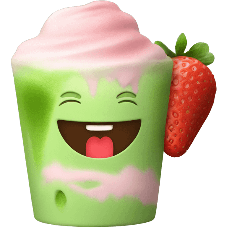 matcha with strawberry  emoji