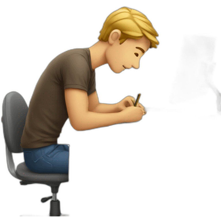 man studying in front of desk emoji