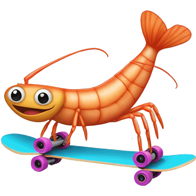 Shrimp riding skate board emoji