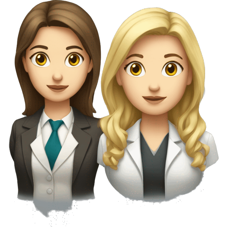 Brown haired girl lawyer and blonde haired girl scientist emoji